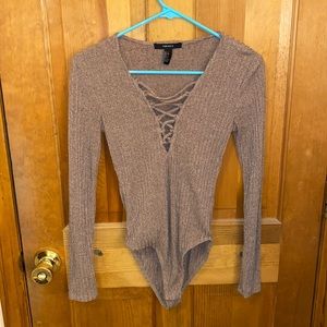 Brown knit body suit